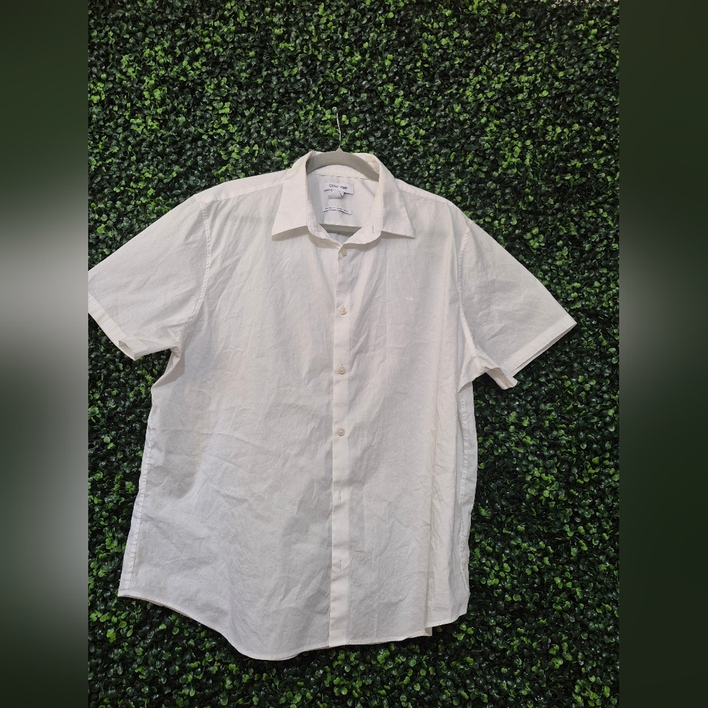 Calvin Klein Men's White Casual Button Down Shirt(see Photo 4 To Small Stain)